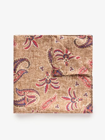 John Henric Men's Braunes Einstecktuch Paisley Size Onesize