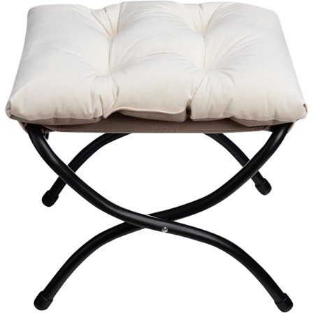 Taitettava Jalkatuoli, Lepojakkara Metallijaloilla Pieni Ottoman-Istuin, Valkoinen (47 x 36 x 36 cm)