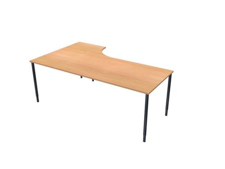LANAB DESIGN Skrivbord Höger 200x120cm boklaminat/svart - Lyreco - Kontorsmöbler och inredning - Bord och hurtsar - Skrivbord - Fasta