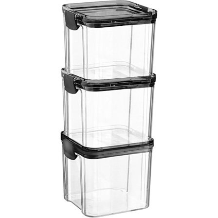 Lufttæt Madopbevaring Stabelbar Beholder - Køkkenopbevaringsglas Pantry Organiseringsløsning - Lufttæt Klipslåg