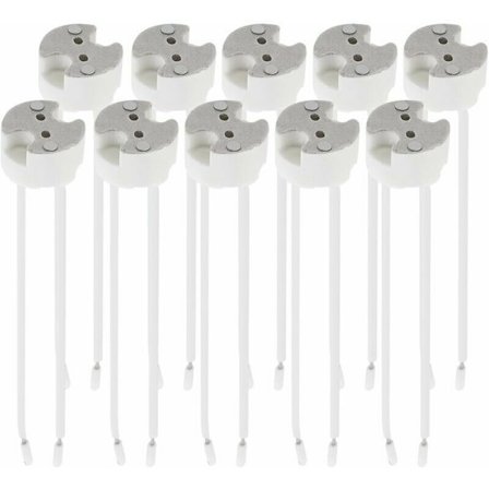 10x GU5.3 fatning - GU5.3 eller MR16 fatning - Keramisk baseholder - Holder med 12V kabel - Til lampepære som f.eks. LED halogen spotlight