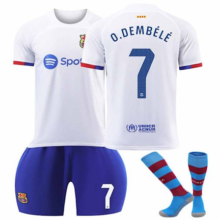 23-24 Barcelona Borta fotbollströja för barn nr 7 O.DEMBELE