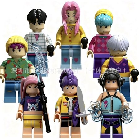 8 stk. K-Pop Demon Hunters Klodsfigurer | Karakterbyggesæt | Samlerobjekt Mini Modeller