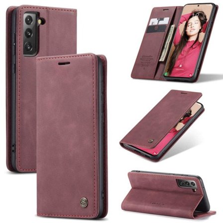 CaseMe Wallet Case Burgundy Kort Slot til Samsung Galaxy S21 FE Burgundy