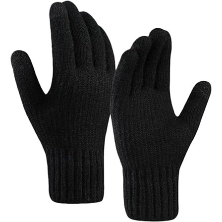 ING Touchscreen Vinterhandsker til Mænd i Alpacauld, Termisk Varme Skridsikre Lange Fingre til Efterår og Vinter, Ensfarvet Sort