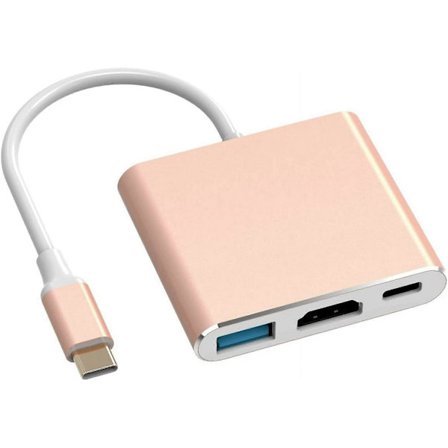 Roséguld USB C till HDMI-adapter Typ-C Multiport AV-omvandlare med 4K HDMI-utgång USD3.0 & USBC 100W Snabbladdning Kompatibel