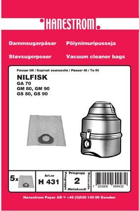 HANESTRÖM Dammsugarpåsar NILFISK GM80,GM90,GS80,GS90