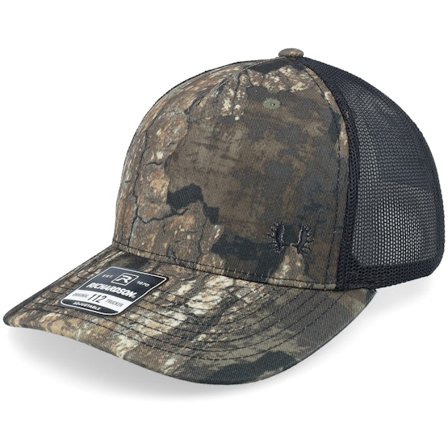 Hunter - Camo Trucker Cap - Tiny Moose Antlers Realtree Timber/Black A-frame Trucker @ Hatstore