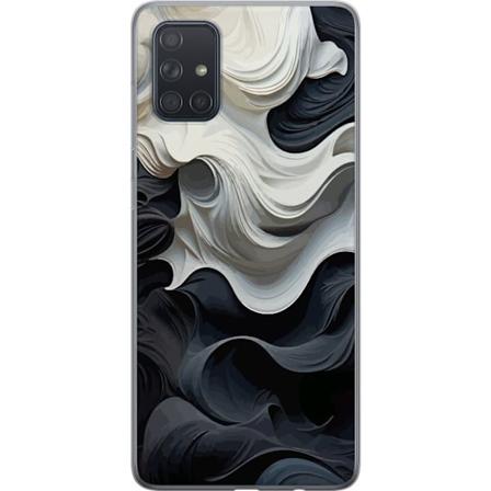 Samsung Galaxy A71 Läpinäkyvä kuori Silkki Musta/Valkoinen