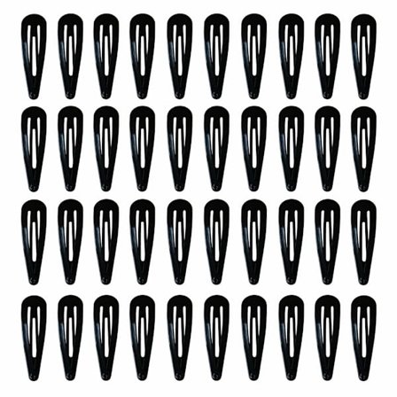 40 Pack Black 2 Inch Barrettes Dam Metall Snap Hårklämmor Tillbehör