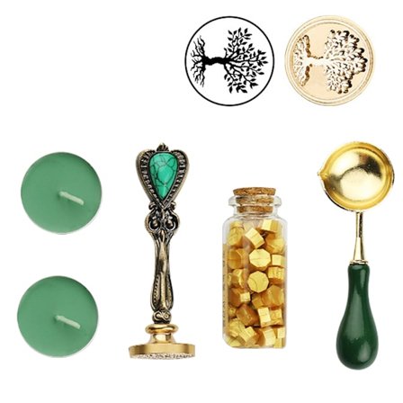 Brann Lakforsegling Voks Segl Stempelsett, Forseglings Messingstempel Gaveeske Sett for Bryllupsinvitasjon Brevpakking