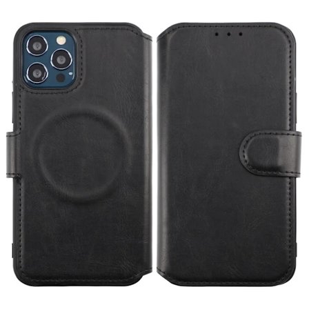 iPhone 12/12 Pro Plånboksfodral Extra Kortfack Rvelon - Svart