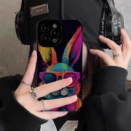 Etui til iPhone 13PRO/6.1 Farverigt kanin-fåreskindsmønster, blødt og smudsafvisende