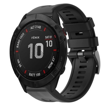 För Garmin Fenix ​​6X Pro Metal Spänne Enfärgad Silikon Watch Band