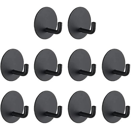 Sorte selvklæbende kroge 10 stykker selvklæbende kroge rustfrit stål selvklæbende krog væg