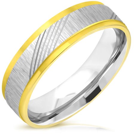 Ring Guld/silver färg kirurgiskt stål 316L - Stl 18