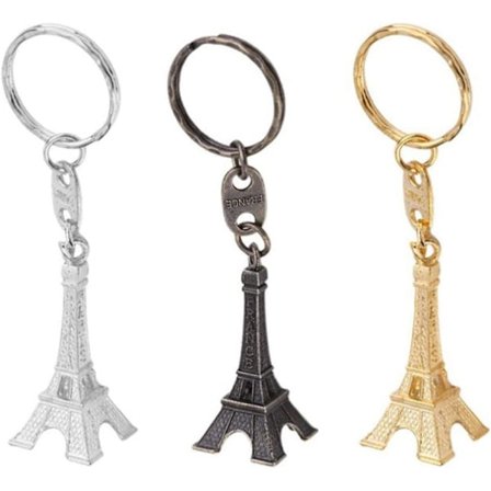 3 Vintage Eiffel Tower Nøkkelringer, Fransk Souvenir Ryggsekk Anheng Oppbevaringspose Anheng