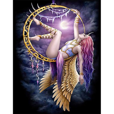 5D DIY Måneengeljente Full Diamond Dot Kit Maleri Håndverk for H