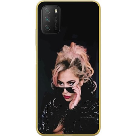 Kompatibelt Mobildeksel til Xiaomi Poco M3 Lady Gaga portrett med solbriller og dramatisk sminke i mørk glamorøs stil