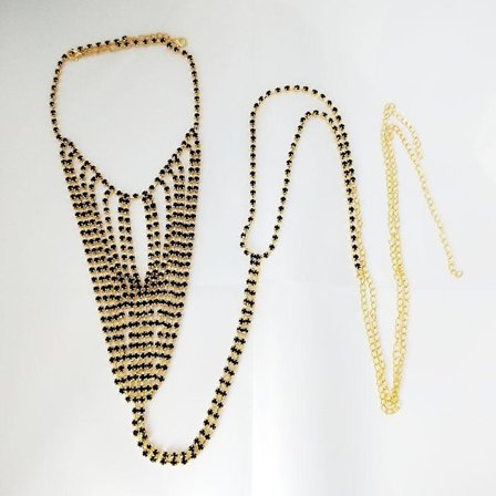 Europa strass trosa sexig kroppskedja för kvinnor personlighet strand accessoarer present(Svart)