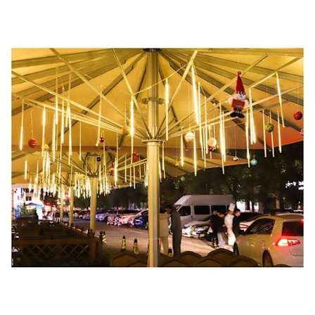 Vita Meteor Shower ljusslingor, 8 rör 30cm 192Led belysning Meteor Shower lampor Vattentät LED för bröllop familjeträd trädgård jul fest