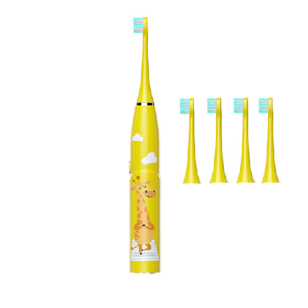 Elektriska tandborstar för barn med 4 borsthuvuden, 3 lägen med minne, IPX7 vattentät, 2 minuters inbyggd smart timer, lämpliga för baby- och 
