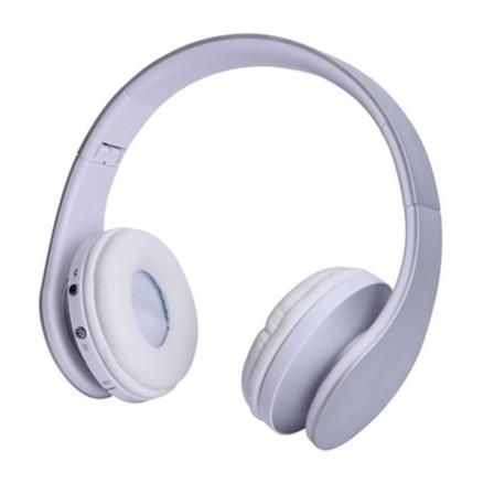 Bluetooth hörlurar Trådlösa, Over Ear-headset med mikrofon, hopfällbara och lätta, Mp3-läge och FM-radio för mobiltelefoner Laptop-tv Silver
