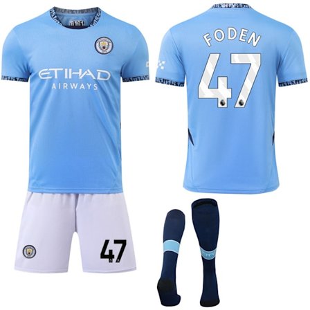 Manchester City Hjemme Fodboldtrøje Sæt til Børn & Voksne med Strømper 2024-2025 Nr. 47 FODEN Nr. 47 FODEN Nr. 47 FODEN