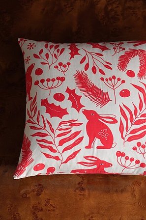 Jotex - Kissenbezug 50x50 Cm Antikweiß/Rot - WONDERWORLD - Kaufe Dekokissen und Kissenbezüge bei Jotex