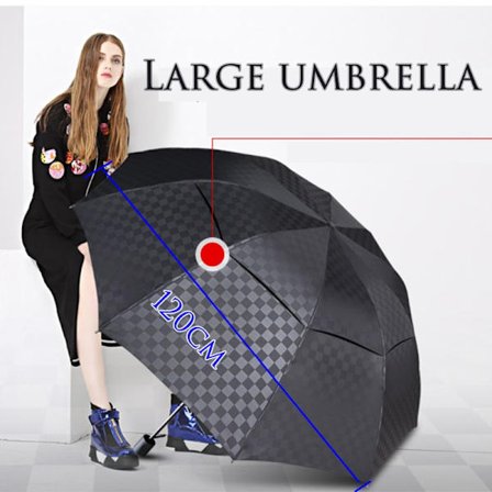 Dubbellager Dark Grid Regn Vindtätt Business Paraply