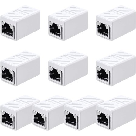 10 st RJ45-koppling, Ethernet-förlängningsadapter Nätverkskontakt för Cat7/6/5e/Cat5 Ethernet-nätverkskabelkoppling Hona till hona (Vit)