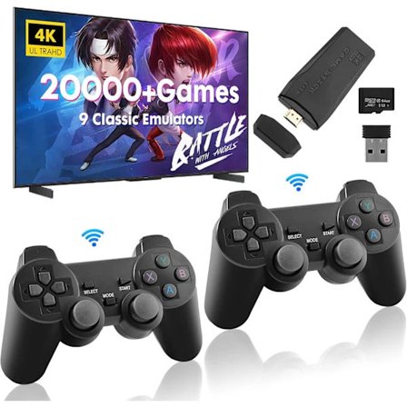 Retro Spelkonsol - Videospels konsoler med 2-pack spelkontroller, 64GB inbyggt kort 20000+ spel, 4K HDMI Display Arkad