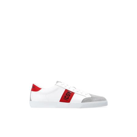 Dsquared2, Icon Pprint Low-Top Sneakers Wit, Heren, Maat:42 EU,rubber