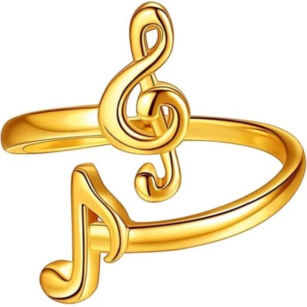 Justerbara ringar med musiknoter, guldpläterade, kärlekshjärta, G-klav, musiknot, öppen ring, smyckespresenter till musikälskare
