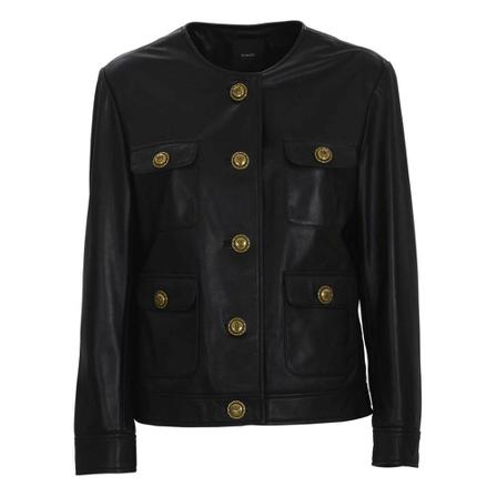 Pinko Elena Giacca Nappa Soft Black Sort, Dame Læderjakker
