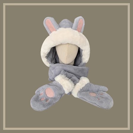 Hat Tørklæde Handsker Sæt Ørebeskyttelse Hat GRÅ