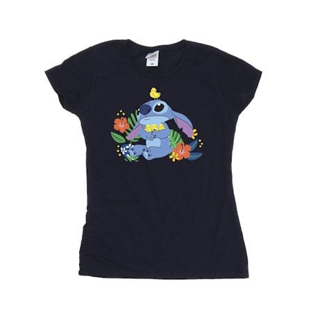 Disney Dam/Dam Lilo & Stitch Fåglar Bomull T-shirt M Marinblå