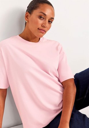 Cellbes of Sweden - T-skjorte i tung bomullsjersey i rosa for damer i størrelse 34/36