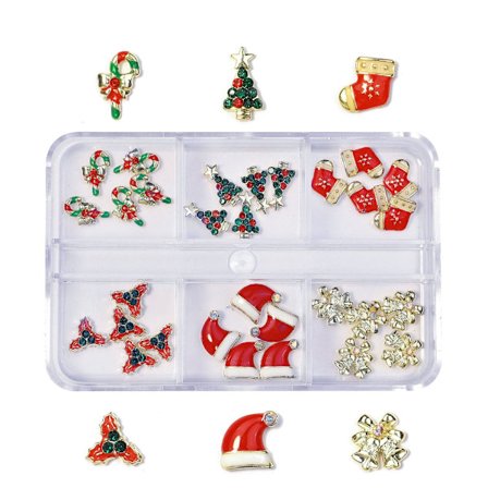Christmas Nail Charms Nail Art Legering Rhinestones Tillbehör Julserie Blandad Nail Art Dekor för DIY Nails Ornament