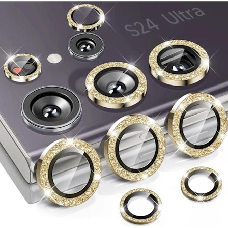 HD Klar Kameralinse Beskytter til Samsung Galaxy S25 Ultra, Kompatibel med S24 S23, Guld Metal Ring[GPA]
