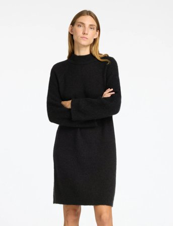 Selected Slflulu Ls High Neck Knit Dress - Black - XS