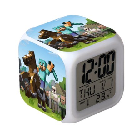 Wekity Anime Alarmklokke One Piece LED firkantet klokke Digital alarmklokke med tid, temperatur, alarm, dato