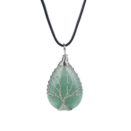 Livets träd Tårförmad Hjärta Amethyst Opal Hänge Halsband