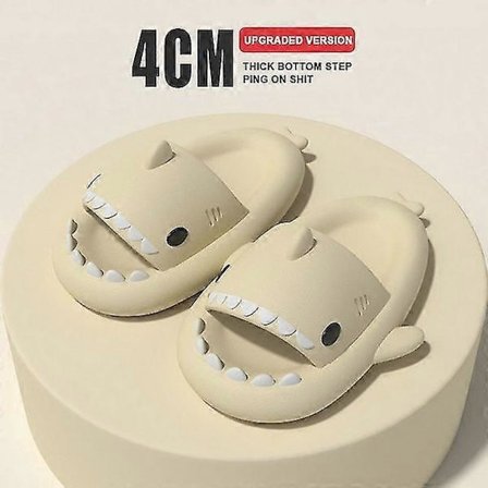 2022 Haj-Slippers Skridsikre Badeslippers Bløde Sommersandaler Til Mænd Kvinder Beige 44-45 Beige