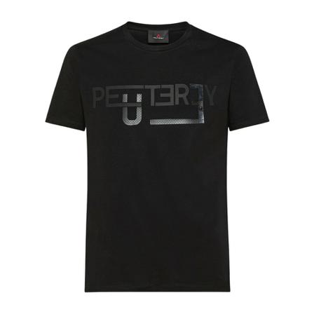 Peuterey, Cotton jersey short-sleeved t-shirt with lettering print Zwart, Heren, Maat:XL