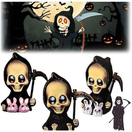 3 stk. Dødens Engel Ornamenter Halloween Dekoration Baby Reaper Statue