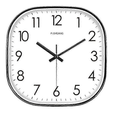 12 tommer Sort Firkantet Væg Ur Stille & Lydløs Moderne Væg Ur Drevet til Stue Soveværelse Køkken Kontor Ur Vægdekoration (30 cm/ 1