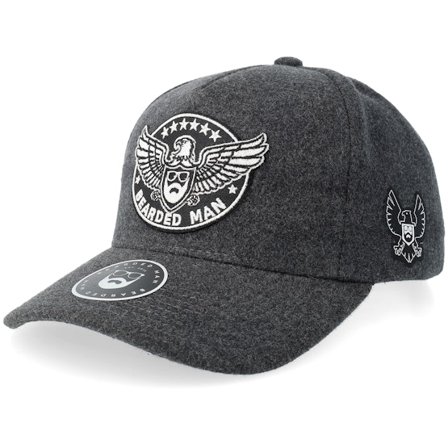 Bearded Man - Grijs adjustable Cap - Eagle Logo Wool Charcoal A-frame Adjustable @ Hatstore