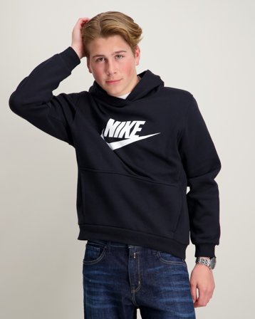 Nike K NSW CLUB FLC HDY HBR Sort Trøjer Dreng - Kids Brand Store