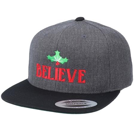 Iconic - Grau snapback Cap - Believe Holly Leaves Charcoal/Black Snapback @ Hatstore